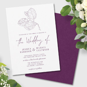 Moderne Lila botanische Kontur Elegante Hochzeit Einladung