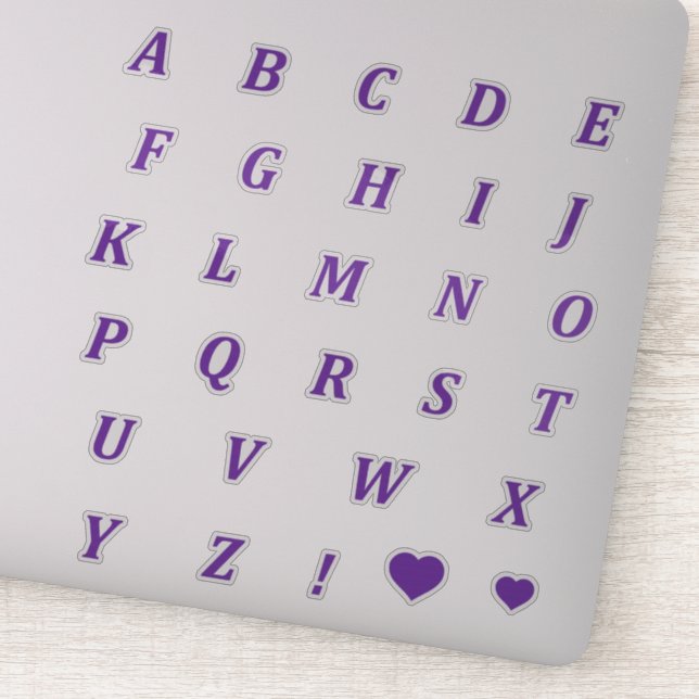Moderne Lila Briefe | Monogram Alphabet Stickers Aufkleber (Detail)