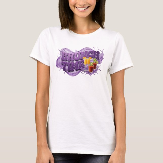 Moderne lila BRUNCH TIME Grafik T-Shirt (Vorderseite)