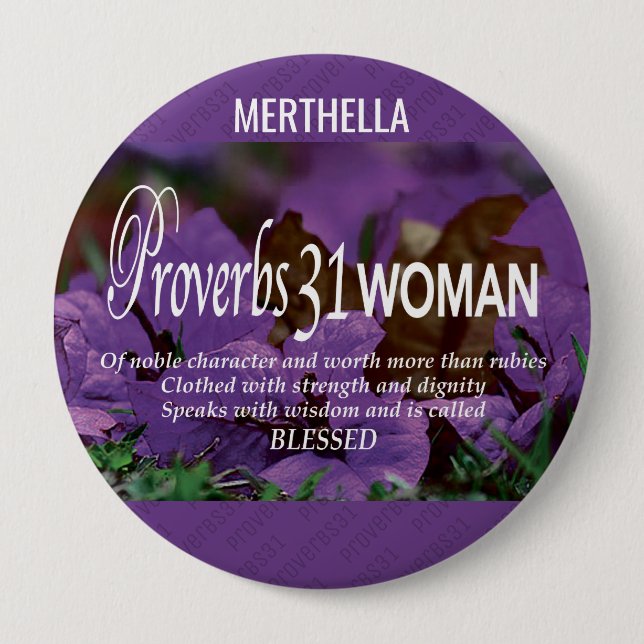 Moderne Lila Christliche PROVERBS 31 Button (Vorderseite)