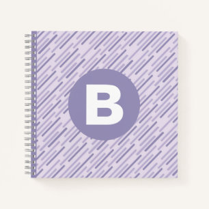 Moderne lila diagonale Streifen Monogramm Notizbuch