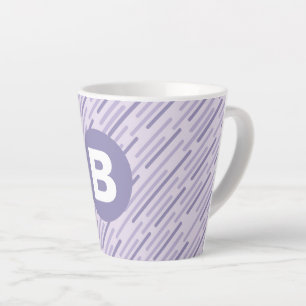 Moderne Lila Diagonalstreifen Monogramm Milchtasse