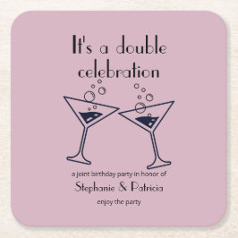 Moderne Lila Doppelfeier Geburtstag Rechteckiger Pappuntersetzer