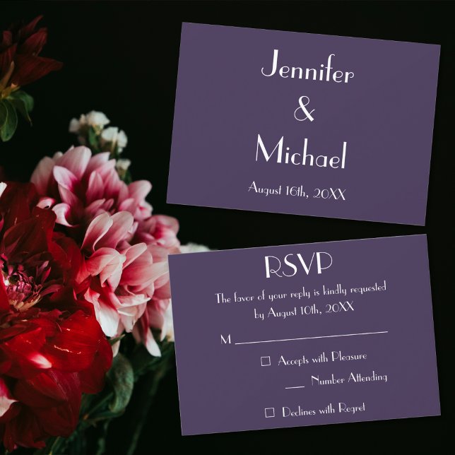 Moderne Lila Einladungskarte für die UAWG auf Hoch (Modern Purple Wedding Reply RSVP Invitation Card)