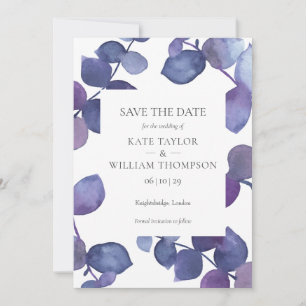 Moderne Lila Eukalyptus Save The Date
