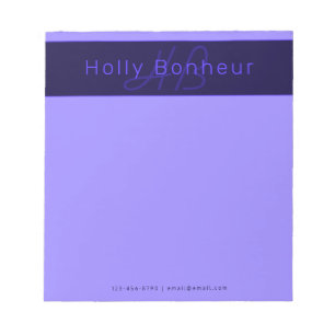 Moderne Lila Farben   Cooler Name und Monogramm Notizblock