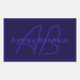 Moderne Lila Farben | Cooler Name und Monogramm Rechteckiger Aufkleber
