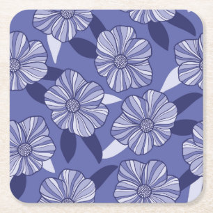 Moderne lila florale Blattmuster Rechteckiger Pappuntersetzer