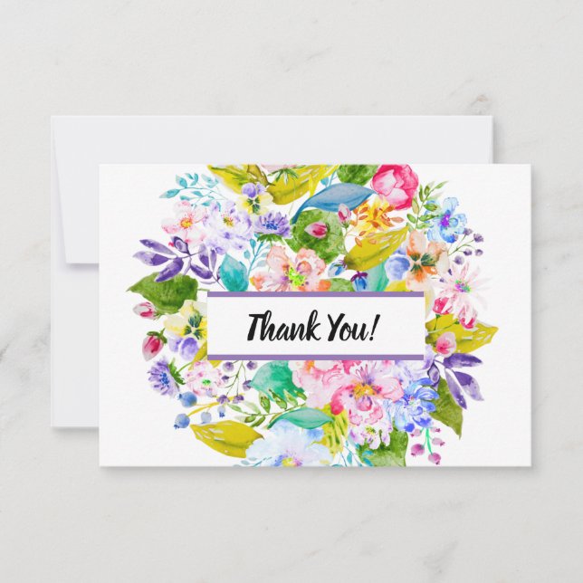 Moderne Lila florale Romantik Vielen Dank Dankeskarte (Vorderseite)