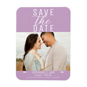 Moderne Lila Fuchsfarbene Save the Date Hochzeitsf Magnet