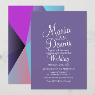 Moderne lila geometrische bunte Hochzeit Einladung