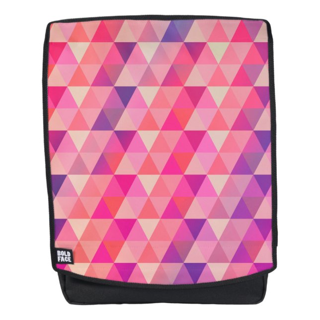 Moderne Lila geometrische Dreiecke in rosa Rucksack (Vorderseite)