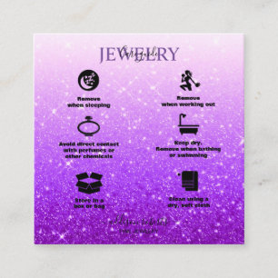 Moderne Lila Glitzer Schmuckpflege Quadratische Visitenkarte