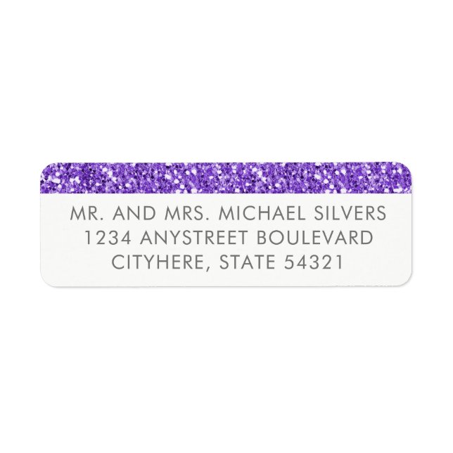Moderne Lila Glitzer Strip-Rücksendeadressen-Aufkl (Vorne)