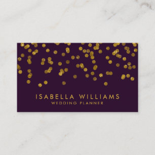 Moderne Lila & Gold Foil Confetti Business Card Visitenkarte