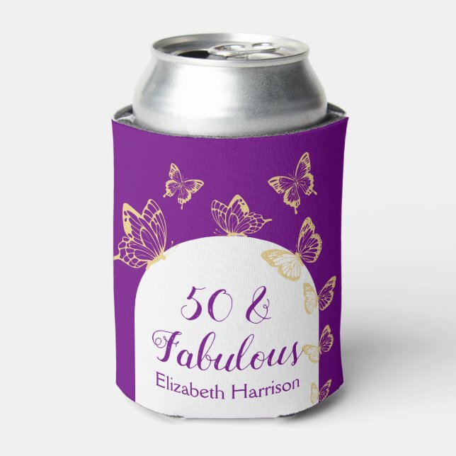 Moderne Lila Goldbarren zum Geburtstag Dosenkühler (Kanne Vorderseite)