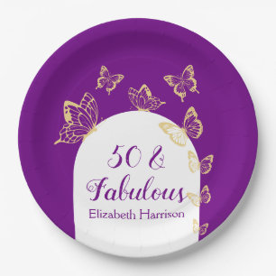 Moderne Lila Goldbarren zum Geburtstag Pappteller