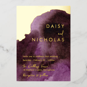 Moderne Lila Goldmedaille Folieneinladung