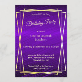 Moderne Lila Goldrahmen zum Geburtstag Einladung