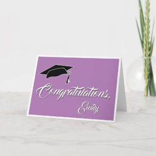 Moderne Lila Gratulation Graduation Cap Karte