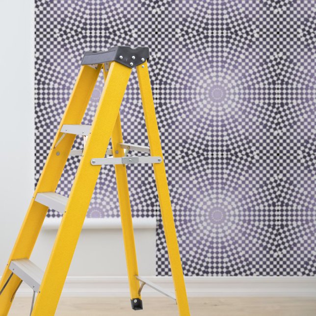 Moderne lila, graue Karos schälen und kleben Tapete (Peel and stick modern purple gray checks circles wallpaper)