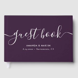 Moderne Lila Hochzeit Gästebuch