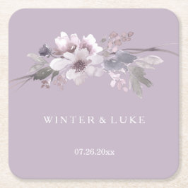 Moderne Lila Hochzeit mit Blumenwasser Rechteckiger Pappuntersetzer