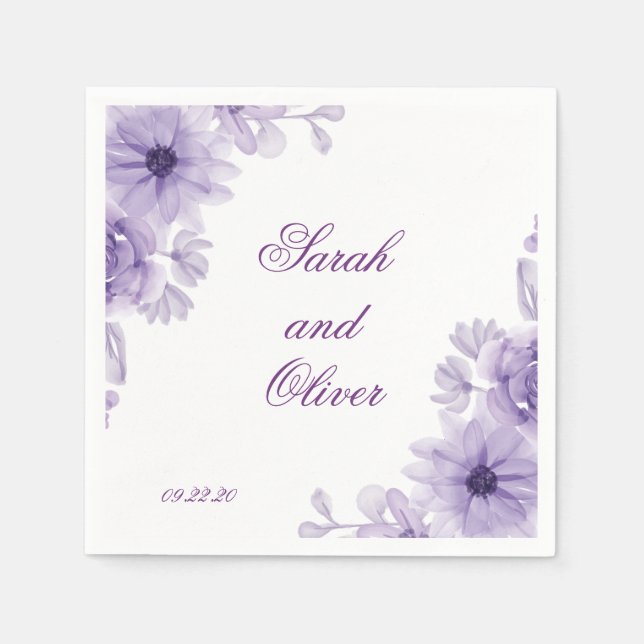 moderne Lila Hochzeit Serviette (Vorderseite)