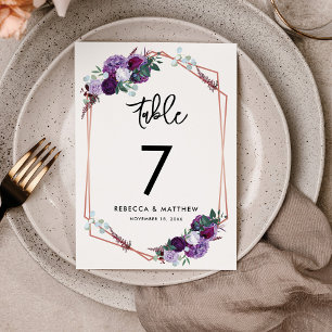 Moderne Lila Hochzeitsempfehlung Tischnummer