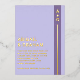 Moderne Lila Hochzeitsreise Folieneinladung
