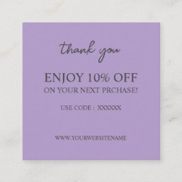 Moderne, lila, individuelle Discount Card Quadratische Visitenkarte