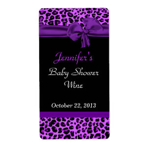 Moderne Lila Jaguar Print Event Wine Labels