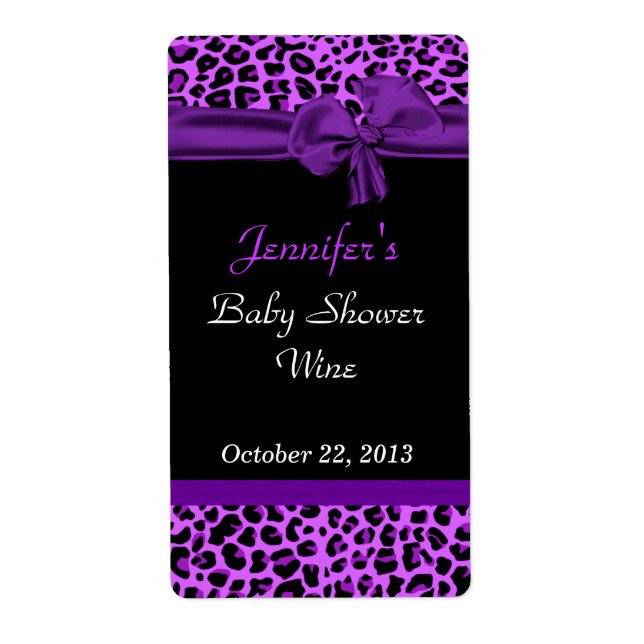 Moderne Lila Jaguar Print Event Wine Labels (Vorne)