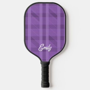Moderne Lila Karo-Name Pickleball Schläger