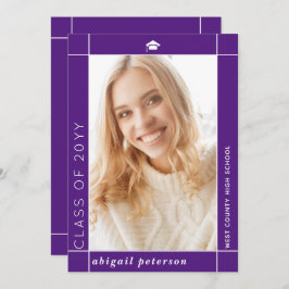 Moderne lila Klasse 2025 Abschluss Foto Ankündigung