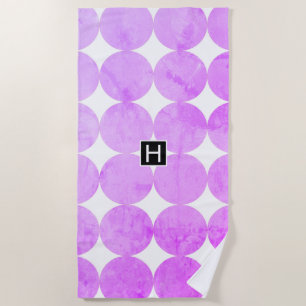 Moderne Lila Kreise   Monogramm Strandtuch