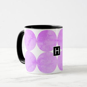 Moderne Lila Kreise   Monogramm Tasse