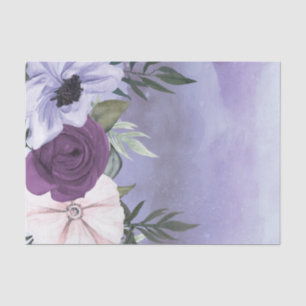 Moderne lila Lavendel Blumen Aquarell Hochzeit Seidenpapier