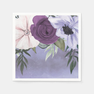 Moderne lila Lavendel-Blumen-Hochzeit im Wasserfar Serviette