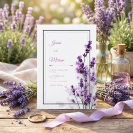 Moderne Lila Lavendel Schwarz Lila Rahmen Hochzeit Einladung