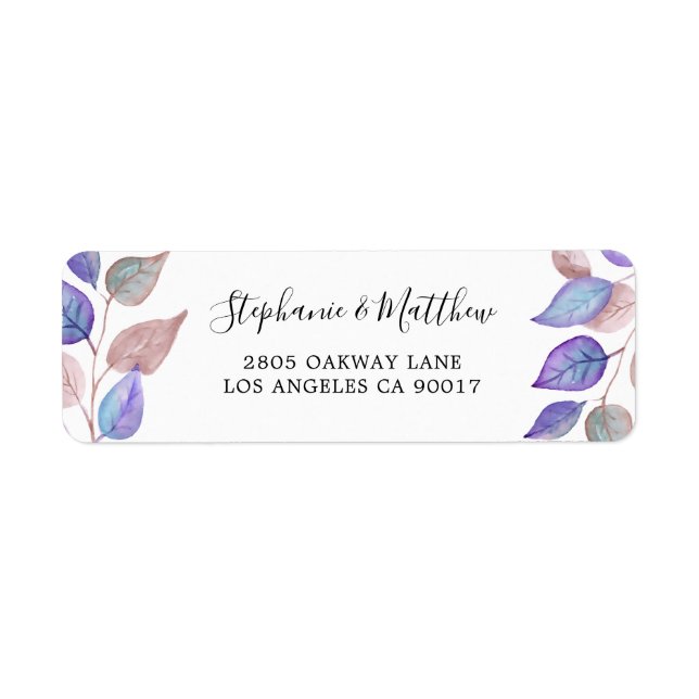 Moderne Lila Leaf-Aquarellfolien (Vorne)