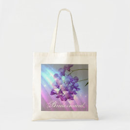 moderne lila lila Orchideenmit blumenbrautjungfer Tragetasche