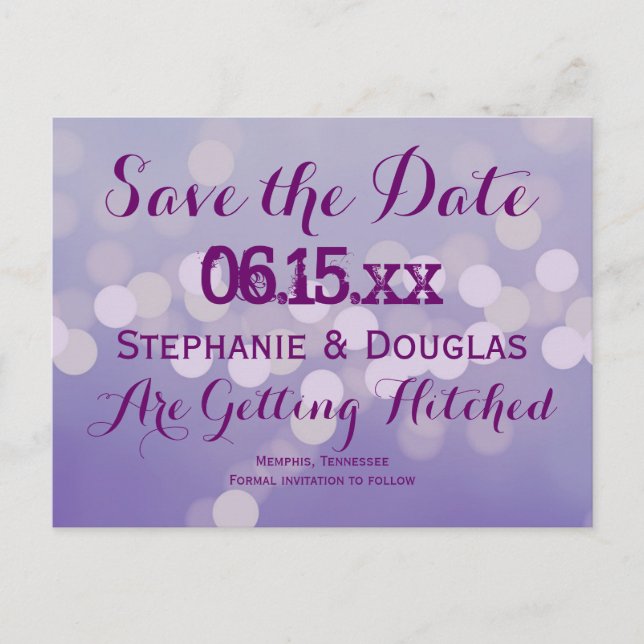 Moderne Lila Lilac-Save the Date Postkarten (Vorderseite)
