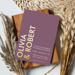 Moderne Lila Minimalistische Hochzeit Folieneinladung
