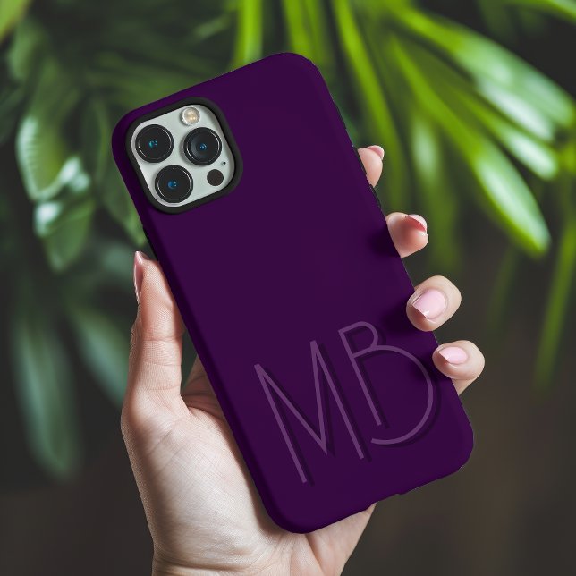Moderne Lila Monogramm-Initialen zeitgemäß Case-Mate iPhone Hülle (Von Creator hochgeladen)