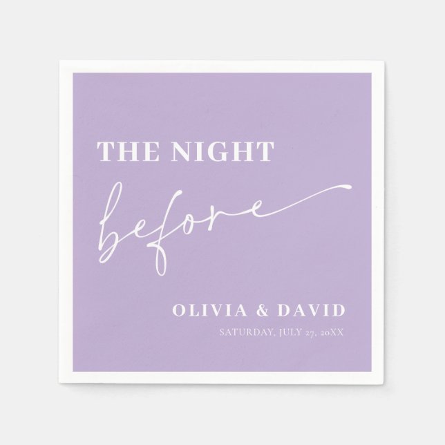Moderne Lila Nacht vor Probe Abendessen Serviette (Vorderseite)