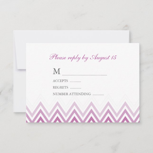 Moderne Lila Ombre Chevrons Response Cards RSVP Karte (Vorderseite)