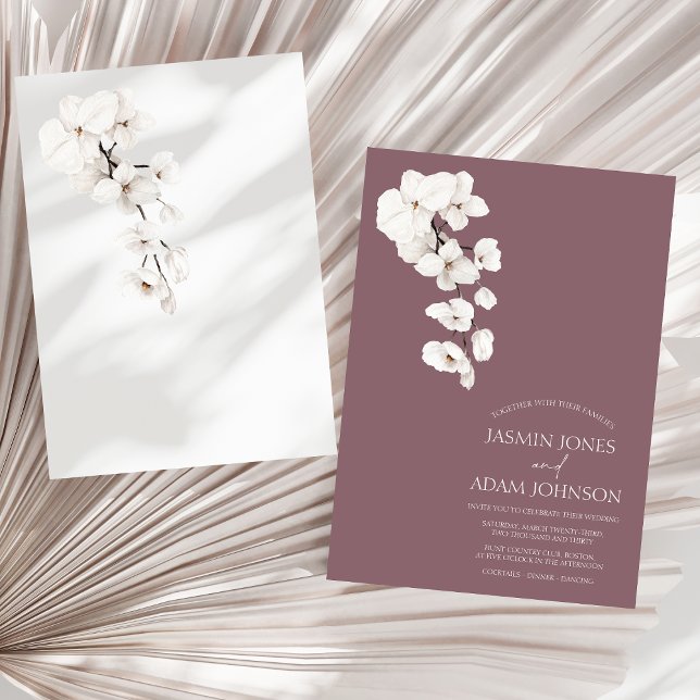 Moderne Lila Orchideen-Blume Hochzeit Einladung (Modern Purple White Orchids Flowers Wedding Invitation)
