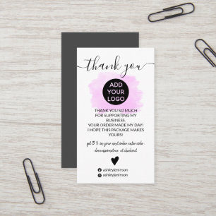 Moderne lila Pinsellogo-Bestellung Vielen Dank Visitenkarte