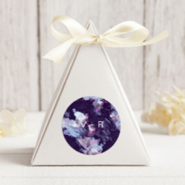 Moderne Lila Pinselstriche Monogram Wedding Runder Aufkleber